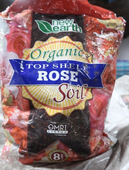 Pallet of organic rose soil