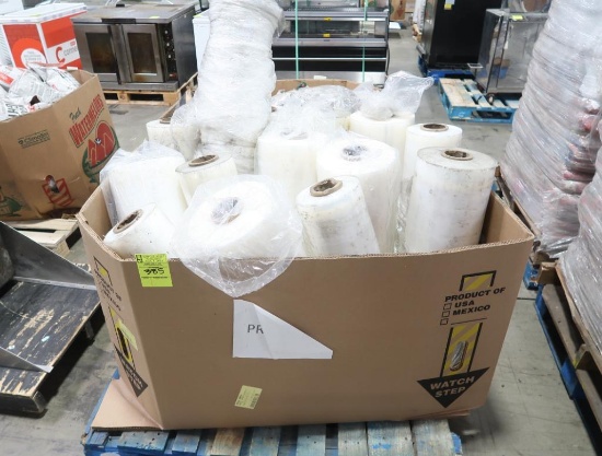 Pallet of rolls of plastic