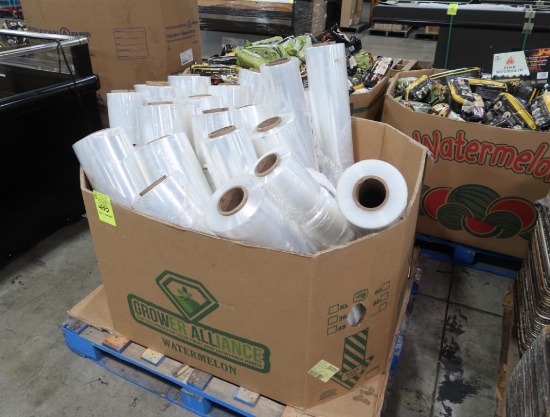 Pallet of rolls of plastic
