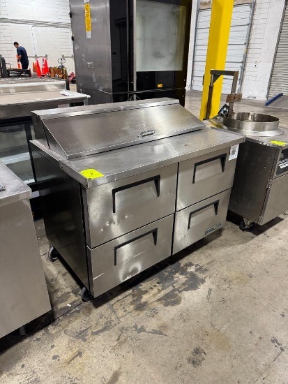 True stainless steel refrigerator prep station