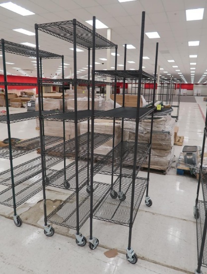 wire shelving unit, on casters