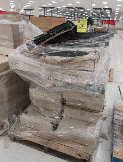 pallet of wire shelves