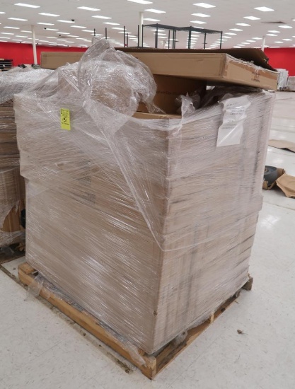 pallet of wire shelves