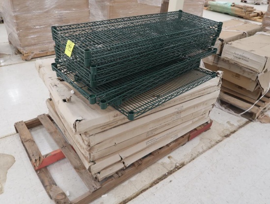 pallet of wire shelves