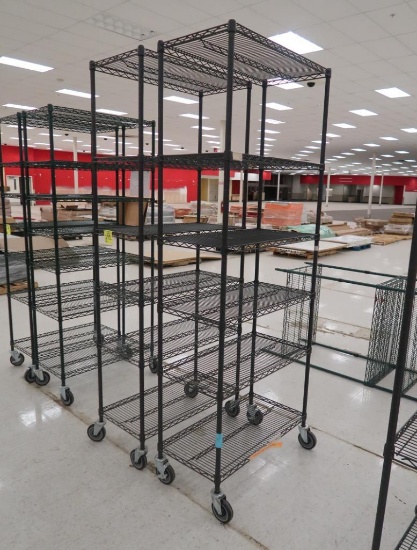 wire shelving units, on casters