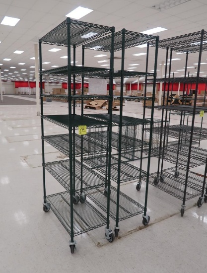 wire shelving units, on casters