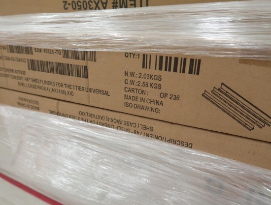 pallet of 48" shelf liners for the three tier universal