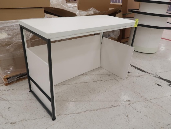 merchandising tables, white, new in boxes