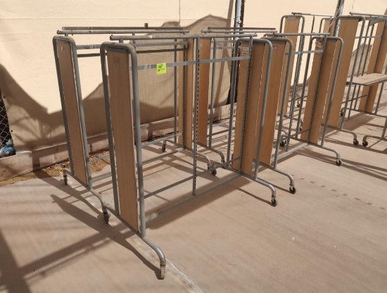 2-sided merchandising shelving units, no shelves, on casters