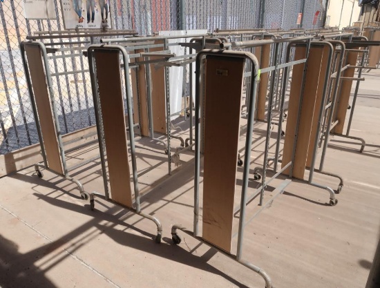 2-sided merchandising shelving units, no shelves, on casters
