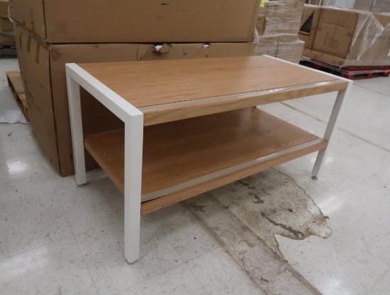 tables w/ undershelves, top is reversible- either light oak or white, new