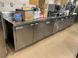 CURB MOUNTED STAINLESS STEEL WORKSTATION W/ STORAGE