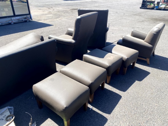 EIGHT PIECES OF ASSORTED FAUX LEATHER FURNITURE
