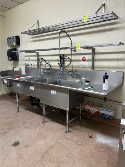 STAINLESS STEEL 3 COMPARTMENT SINK W/ SPRAYER