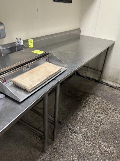 JOHN BOOS 6FT STAINLESS STEEL TABLE W/ BACKSPLASH