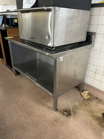 JOHN BOOS 4FT STAINLESS STEEL TABLE W/ BACKSPLASH AND STORAGE