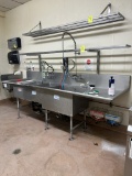 STAINLESS STEEL 3 COMPARTMENT SINK W/ SPRAYER