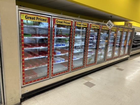 9 DOOR RUN OF 2001 HUSSMANN LOW TEMP REACH-IN CASES