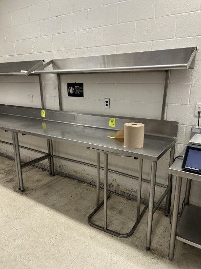 6FT STAINLESS STEEL TABLE W/ BACKSPLASH AND OVERSHELF