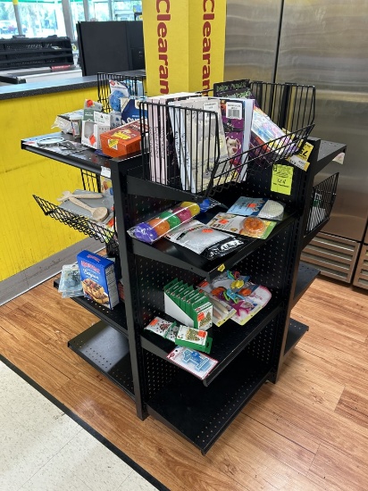 36IN X 36IN FOUR WAY MERCHANDISER ON CASTERS