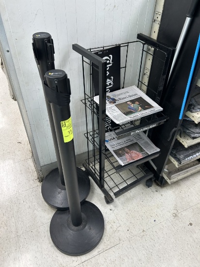 STANCHIONS W/ NEWSPAPER RACK
