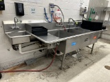 STAINLESS STEEL 3 COMPARTMENT SINK W/ ATTACHED HAND SINK
