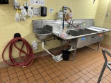 STAINLESS STEEL 3 COMPARTMENT SINK W/ ATTACHED HAND SINK