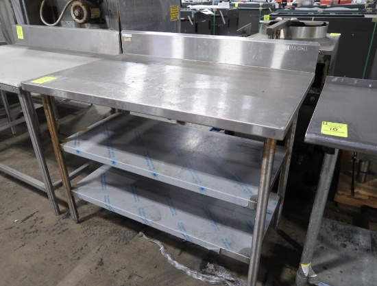 stainless table w/ backsplash & 2) undershelves