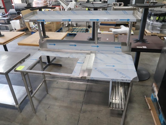 stainless table w/ backsplash & overshelf, space for poly