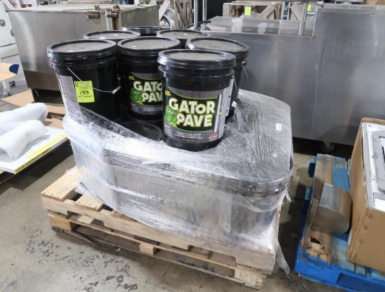 pallet of Gator Pave patching material for cracked pavement