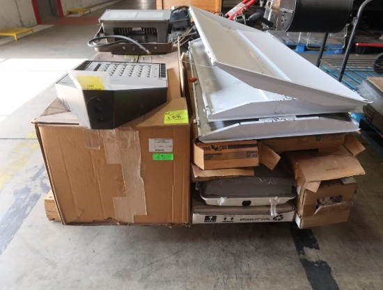 pallet of misc lighting- troffer lights, vapor proof, parking lot, etc