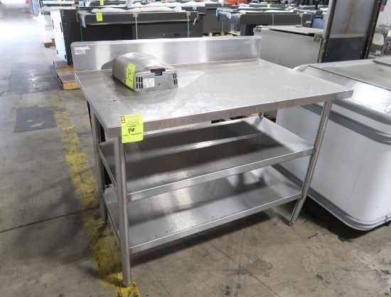 stainless table w/ backsplash & 2) undershelves