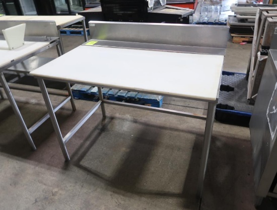stainless/polytop table w/ backsplash