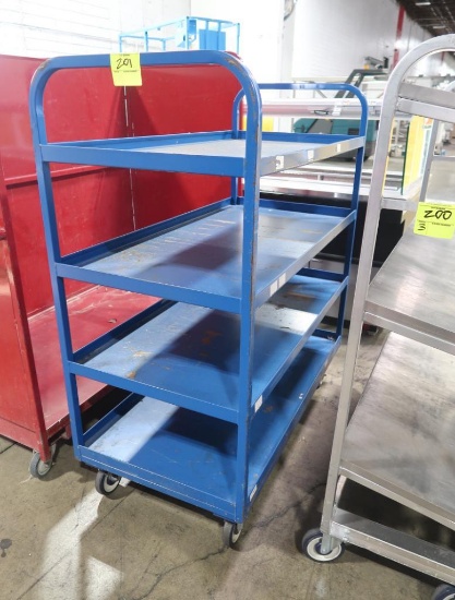 4-tier stocking cart w/ solid shelves