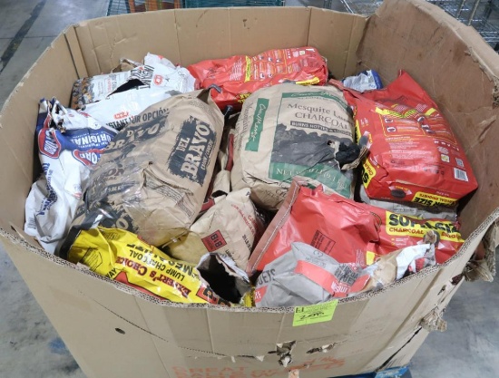 crate of charcoal & charcoal briquets