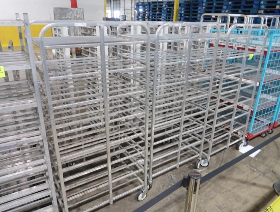 aluminum tub/tray racks, on casters