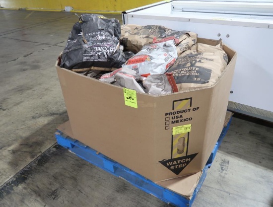 crate of charcoal & charcoal briquets