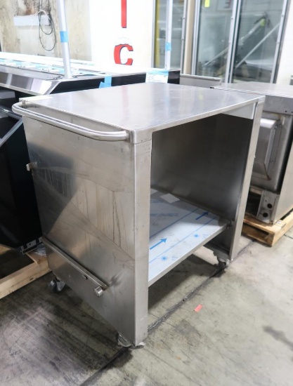 stainless demo cart w/ fold-down shelf