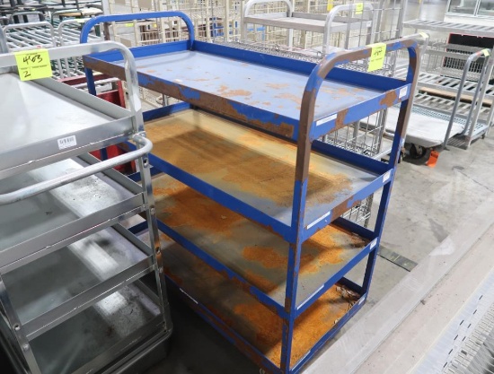4-tier stocking cart w/ solid shelves