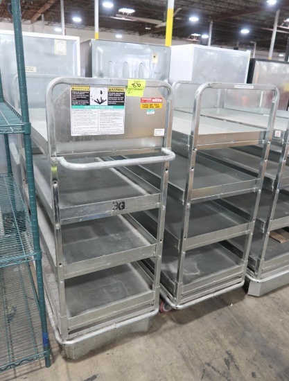 solid shelving stocking carts on casters (4) shelves