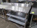 stainless table w/ backsplash & 2) undershelves
