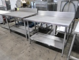 stainless tables w/ backsplashes & undershelves