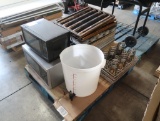 pallet of misc- aluminum sheet & french loaf pans, microwave ovens,