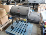 Char-Griller barrel smoker grill, on stand