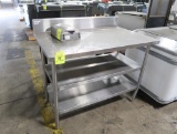 stainless table w/ backsplash & 2) undershelves