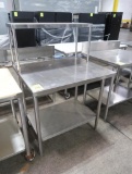 stainless table w/ backsplash, overshelf & undershelf