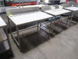 stainless/polytop tables w/ backsplash