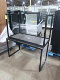 merchandising tables, laminated top on steel frame