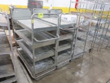 solid shelving stocking carts on casters (4) shelves