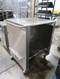 stainless demo cart w/ fold-down shelf